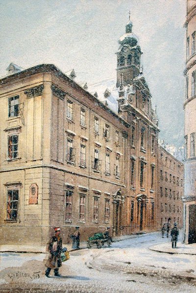 Snowy Johannesgasse Ursuline Convent by Carl Wenzel Zajicek